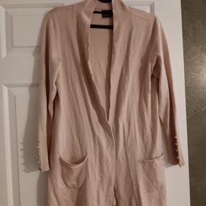 JM Collextion Women's Blush Pink Cardigan With Button Sleeves